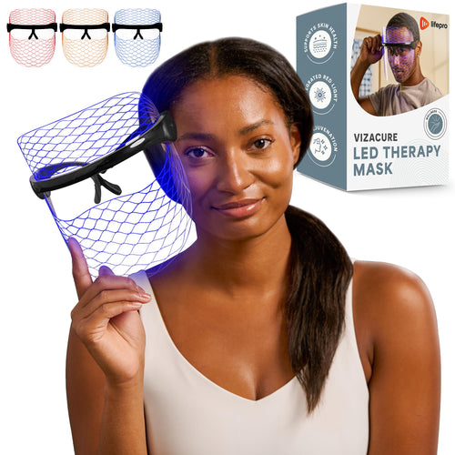 LifePro VizaCure LED Face Therapy Mask - Black LED Skin Rejuvenation Mask